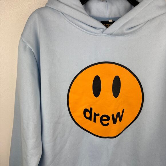 Drew Skate House Hoodie Light Blue Smiley Graphic Skater Grunge - Picture 3 of 5